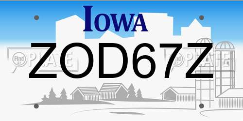 ZOD67Z Iowa License Plate