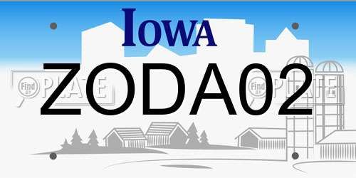 ZODA02 Iowa License Plate
