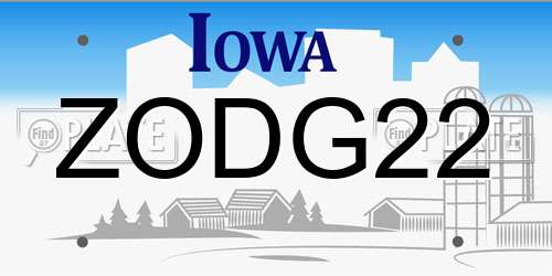 ZODG22 Iowa License Plate
