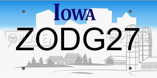 ZODG27 Iowa License Plate