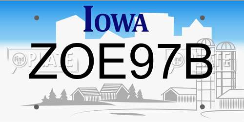 ZOE97B Iowa License Plate