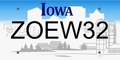 ZOEW32 Iowa License Plate