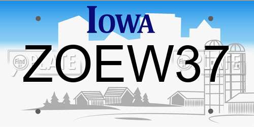 ZOEW37 Iowa License Plate