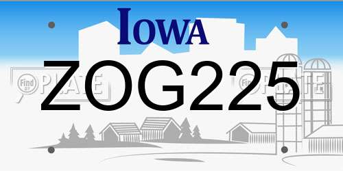 ZOG225 Iowa License Plate