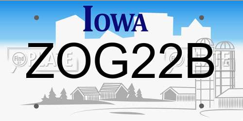 ZOG22B Iowa License Plate