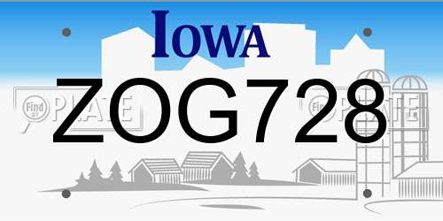 ZOG728 Iowa License Plate
