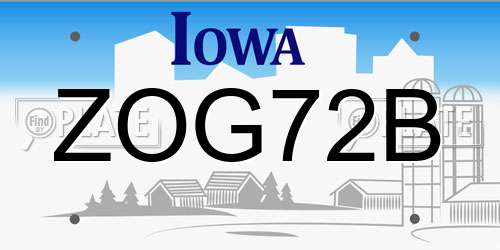 ZOG72B Iowa License Plate