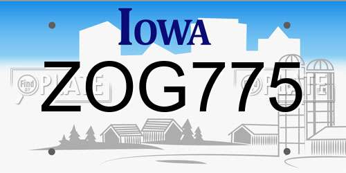 ZOG775 Iowa License Plate