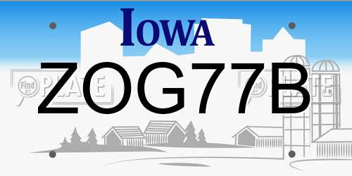ZOG77B Iowa License Plate