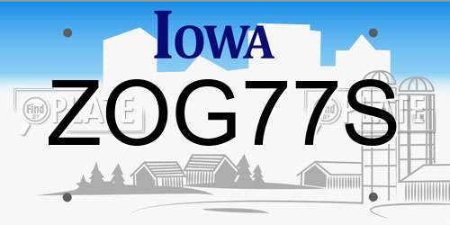 ZOG77S Iowa License Plate