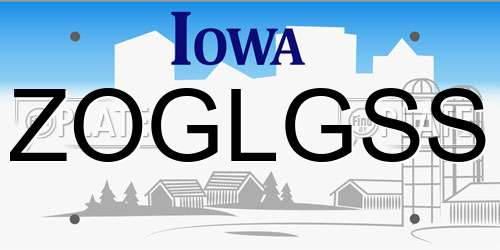 ZOGLGSS Iowa License Plate