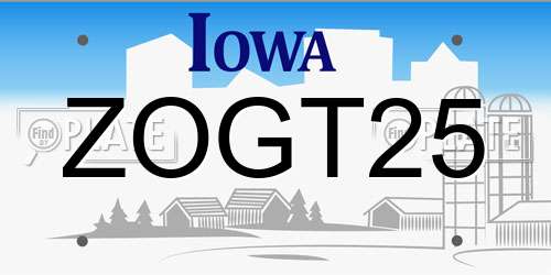 ZOGT25 Iowa License Plate