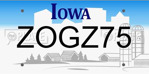 ZOGZ75 Iowa License Plate