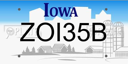ZOI35B Iowa License Plate