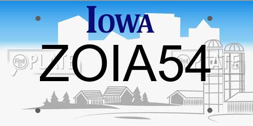 ZOIA54 Iowa License Plate