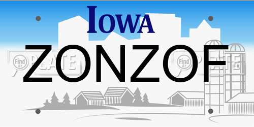 ZONZOF Iowa License Plate
