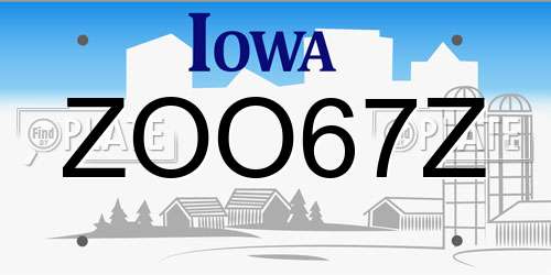 ZOO67Z Iowa License Plate