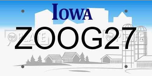 ZOOG27 Iowa License Plate