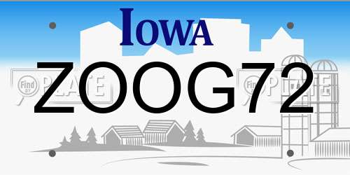 ZOOG72 Iowa License Plate