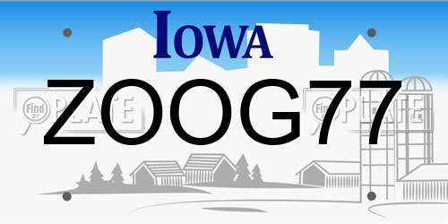 ZOOG77 Iowa License Plate