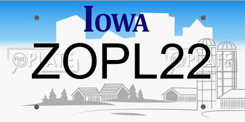 ZOPL22 Iowa License Plate