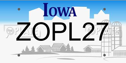 ZOPL27 Iowa License Plate