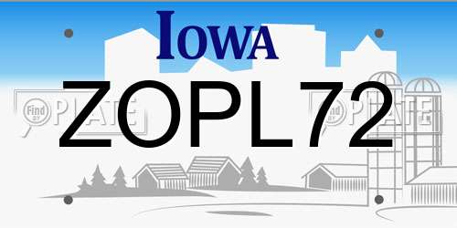 ZOPL72 Iowa License Plate