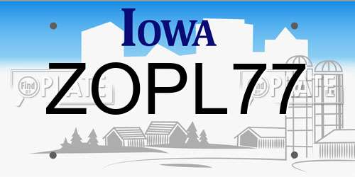 ZOPL77 Iowa License Plate
