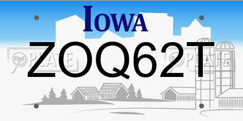 ZOQ62T Iowa License Plate