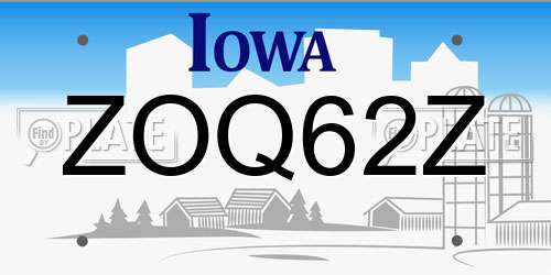 ZOQ62Z Iowa License Plate