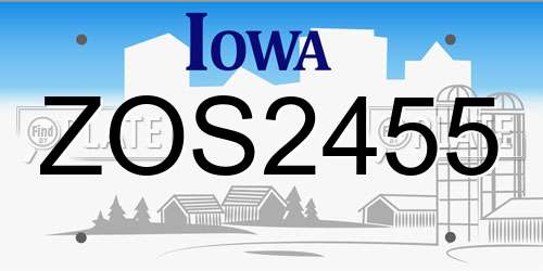 ZOS2455 Iowa License Plate