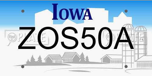 ZOS50A Iowa License Plate