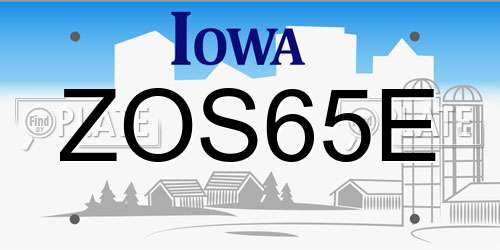 ZOS65E Iowa License Plate