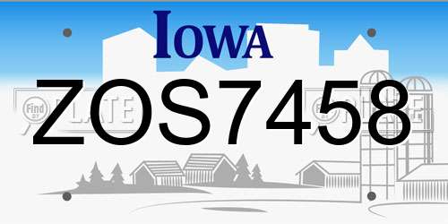 ZOS7458 Iowa License Plate