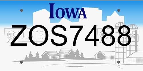 ZOS7488 Iowa License Plate