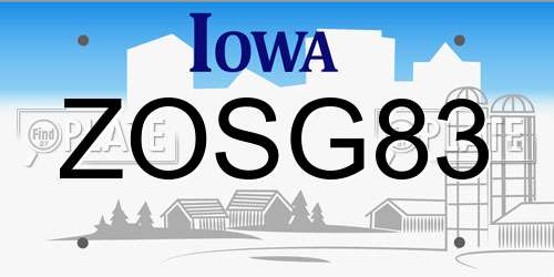 ZOSG83 Iowa License Plate