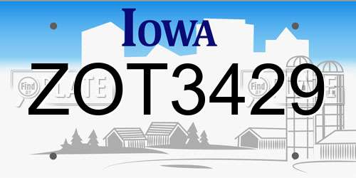 ZOT3429 Iowa License Plate