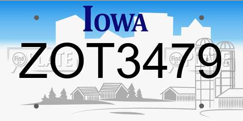 ZOT3479 Iowa License Plate