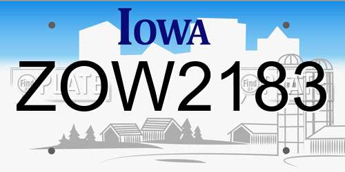 ZOW2183 Iowa License Plate