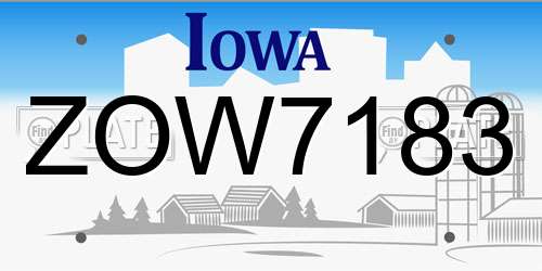 ZOW7183 Iowa License Plate