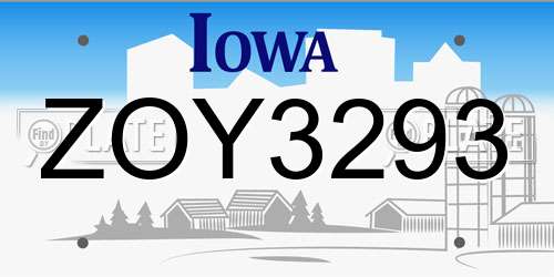 ZOY3293 Iowa License Plate