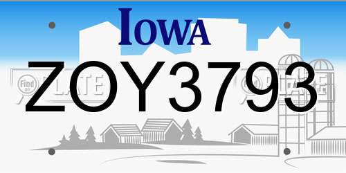 ZOY3793 Iowa License Plate