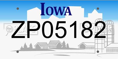 ZP05182 Iowa License Plate