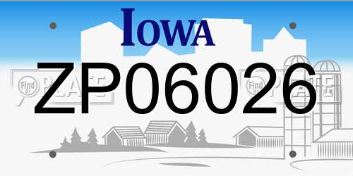 ZP06026 Iowa License Plate