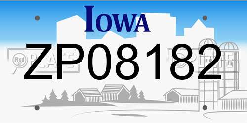 ZP08182 Iowa License Plate