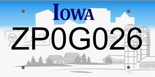 ZP0G026 Iowa License Plate