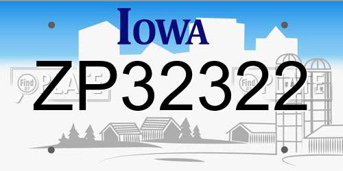 ZP32322 Iowa License Plate