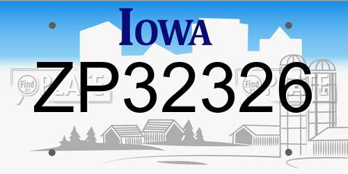 ZP32326 Iowa License Plate