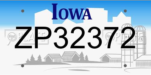 ZP32372 Iowa License Plate