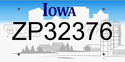 ZP32376 Iowa License Plate
